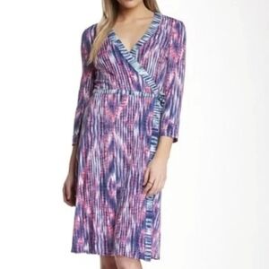 BCBGMAXAZRIA Multicolored Wrap Dress - L